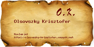 Olsovszky Krisztofer névjegykártya